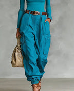 Multi-pocket tooling trousers for women
