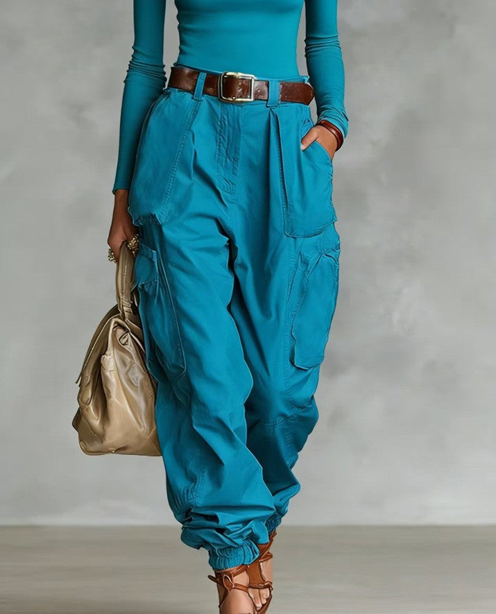 Multi-pocket tooling trousers for women