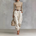 Multi-pocket tooling trousers for women