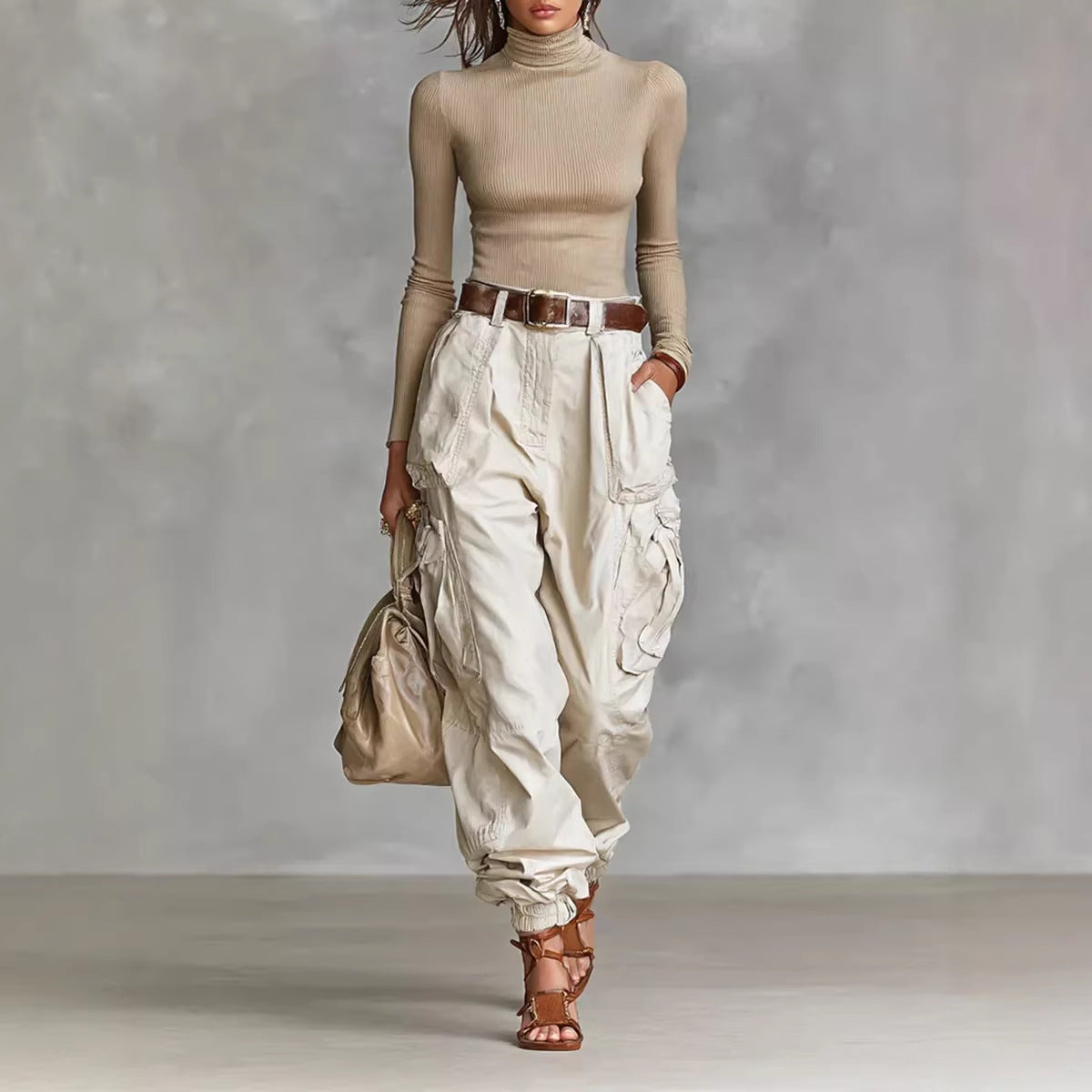 Multi-pocket tooling trousers for women