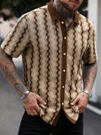 Shirt Vintage Checked Knitted Short Sleeve Shirt