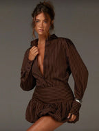 Shirt collar long sleeve waist shirt