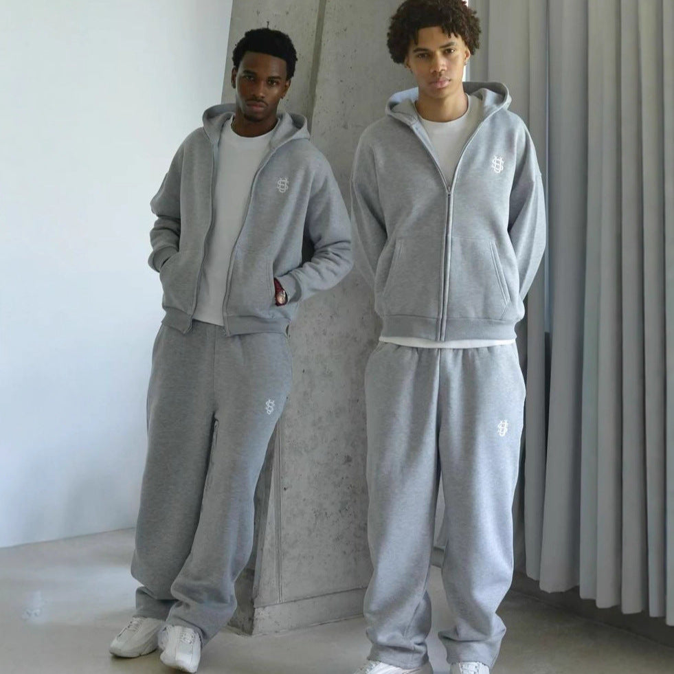 Loose solid color sports suit