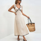 Sleeveless vest skirt backless dress