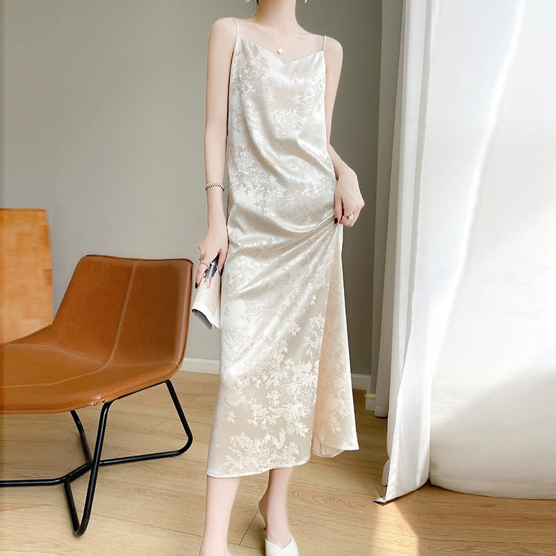 Silk mulberry silk suspender dress