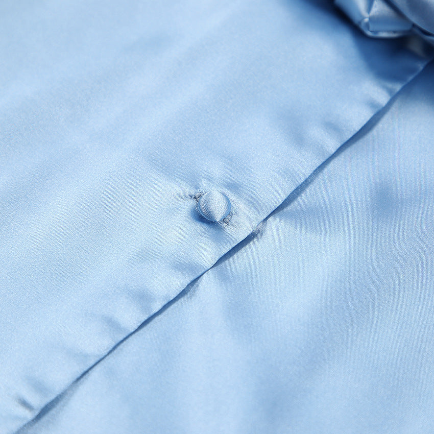 Simulation silk loose long-sleeved nightgown trousers pajama set