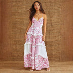 Sleeveless suspenders, digitally printed dress
