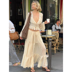 Lace chiffon cardigan top strap-on dress