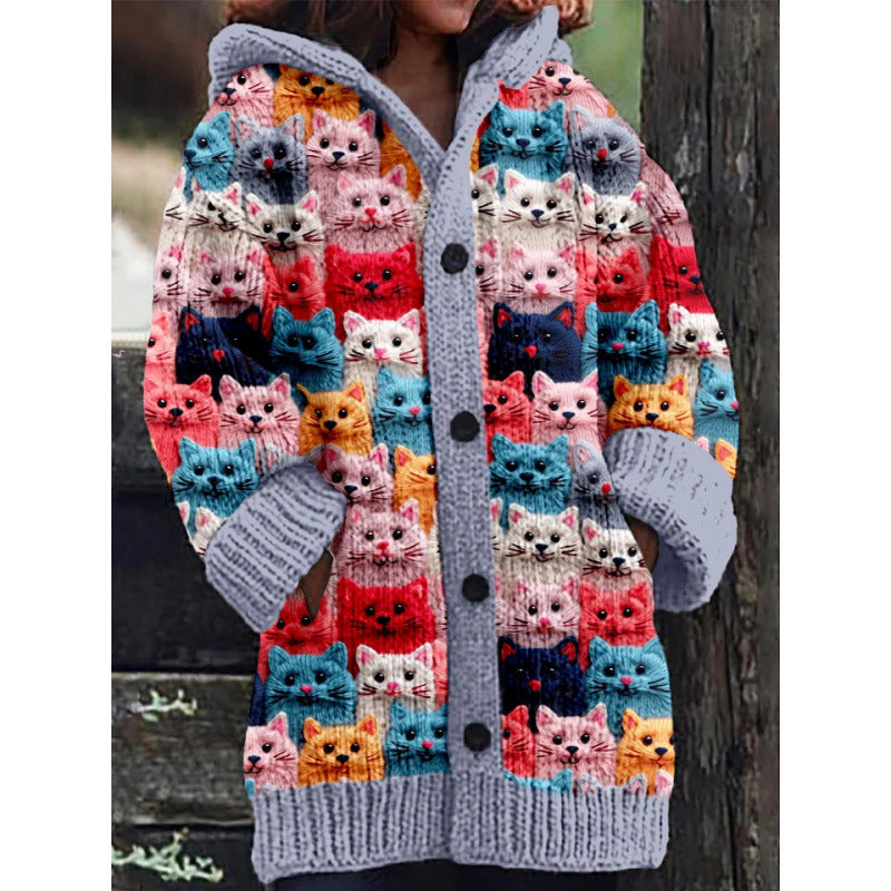 Halloween Animal 3D Printed Casual Hooded Cloak Jacket