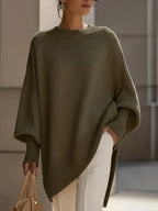Crew neck pullover solid color knitted sweater