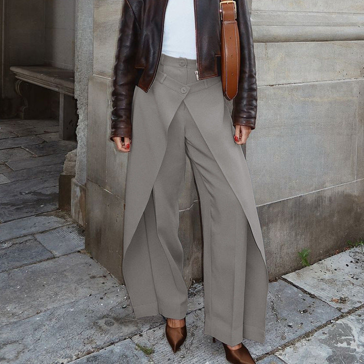 High Waist Loose Irregular Casual Wide Leg Pants