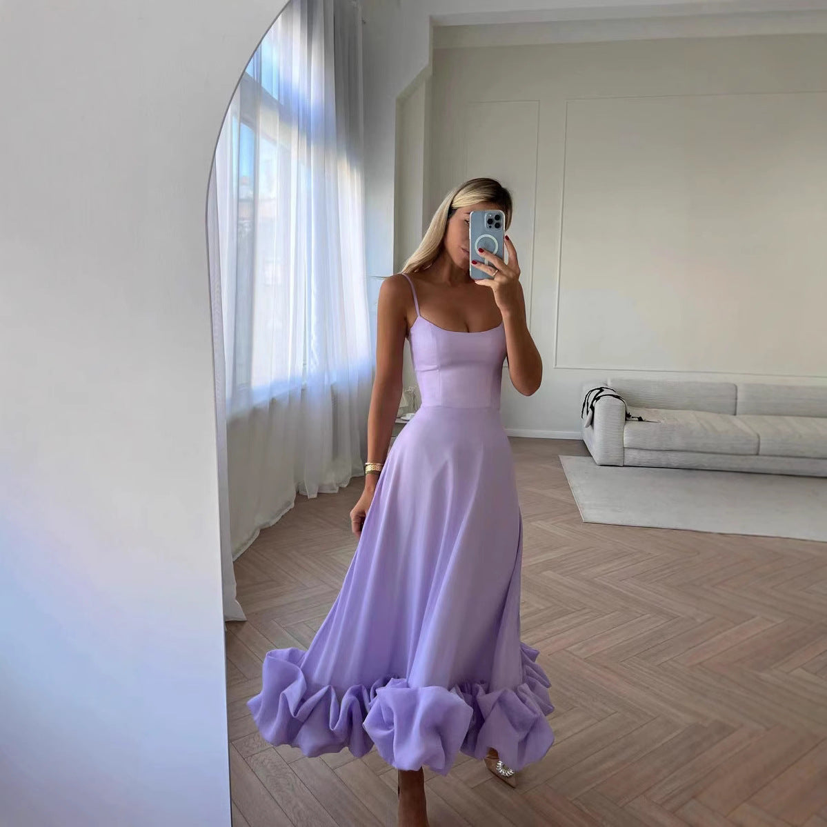 Suspender pendulum three-dimensional flower A-shaped dress dress