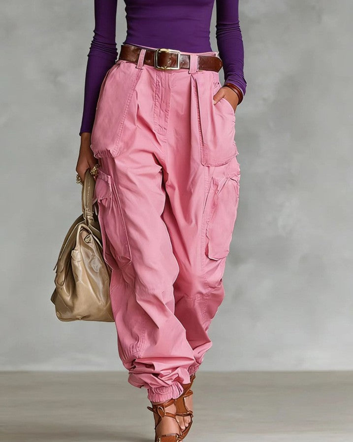 Multi-pocket tooling trousers for women