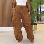 Wide leg pants solid color trousers