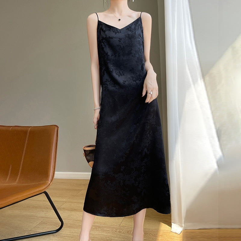 Silk mulberry silk suspender dress