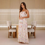 Printed suspender halter dress