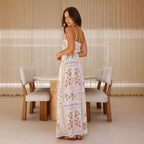 Printed suspender halter dress