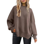crew neck bat wing long-sleeved sweater