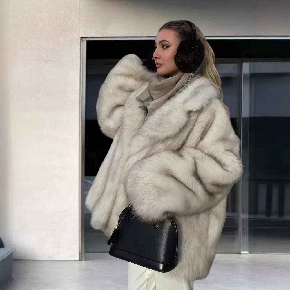 Fur fur long-sleeved cardigan top