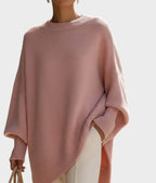 Crew neck pullover solid color knitted sweater