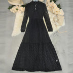 Black Lace Long Sleeve Slim Fit Long Dress