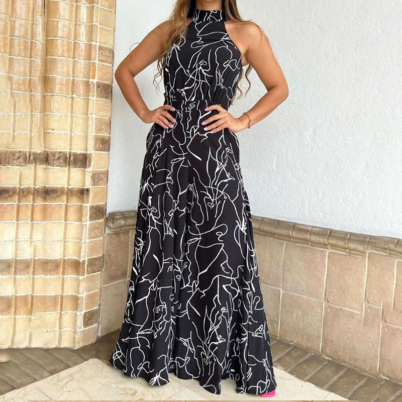 Crew neck sexy print jumpsuit