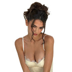 Sleeveless lace halter vest