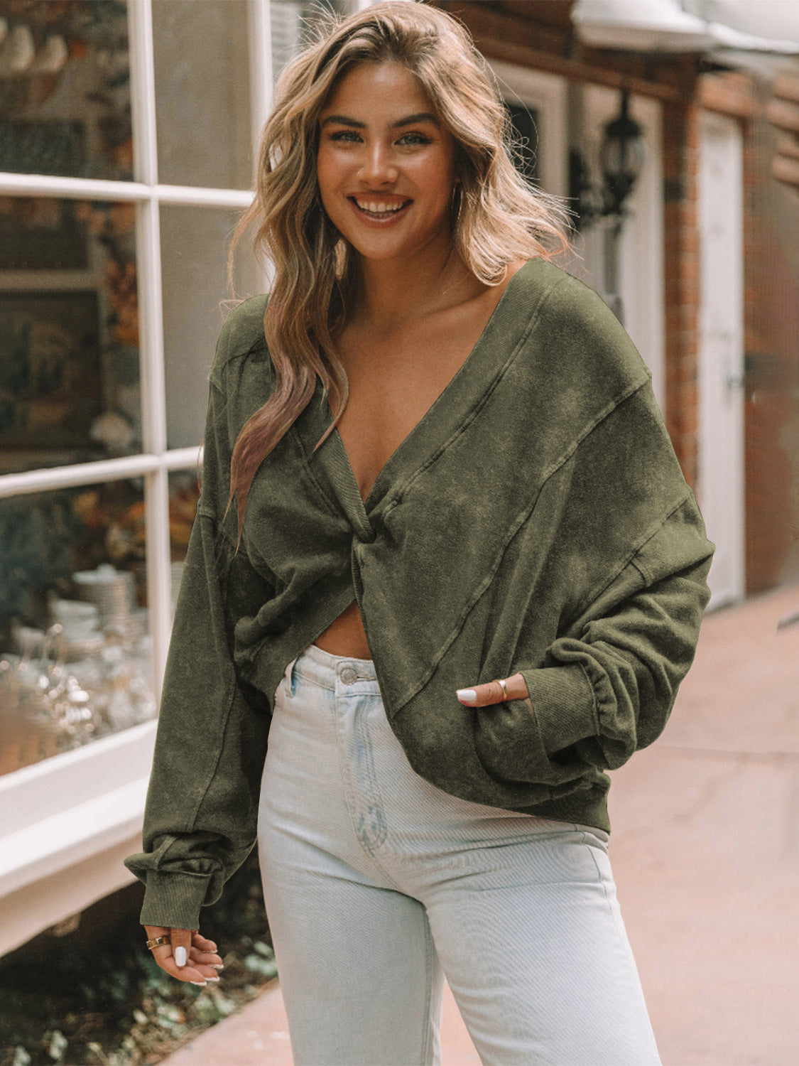 Personalized trendy jumper washed sweater