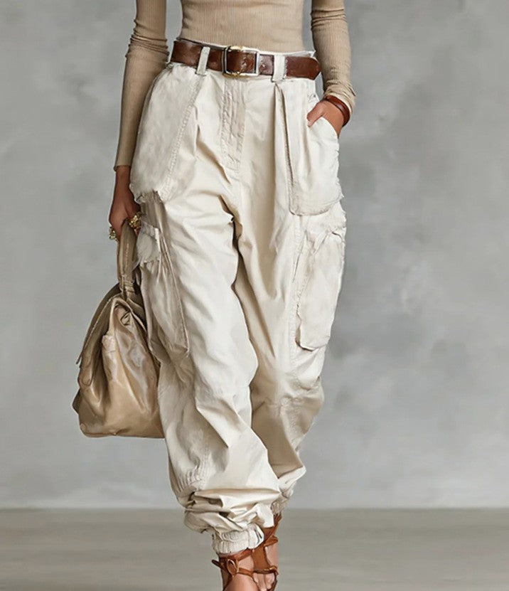 Multi-pocket tooling trousers for women