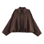 Suede Zip Casual Jacket Top