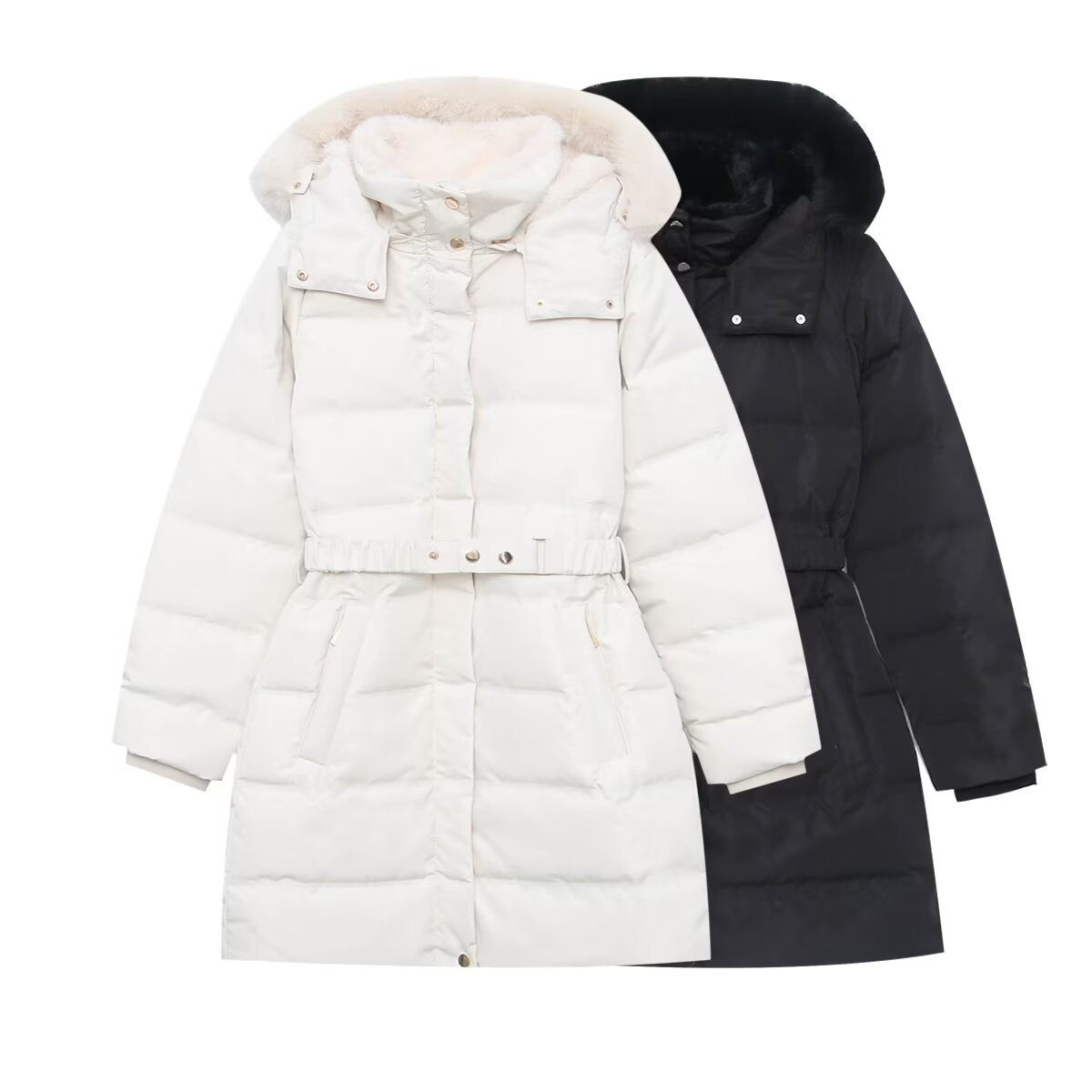 Simple thermal hooded down jacket