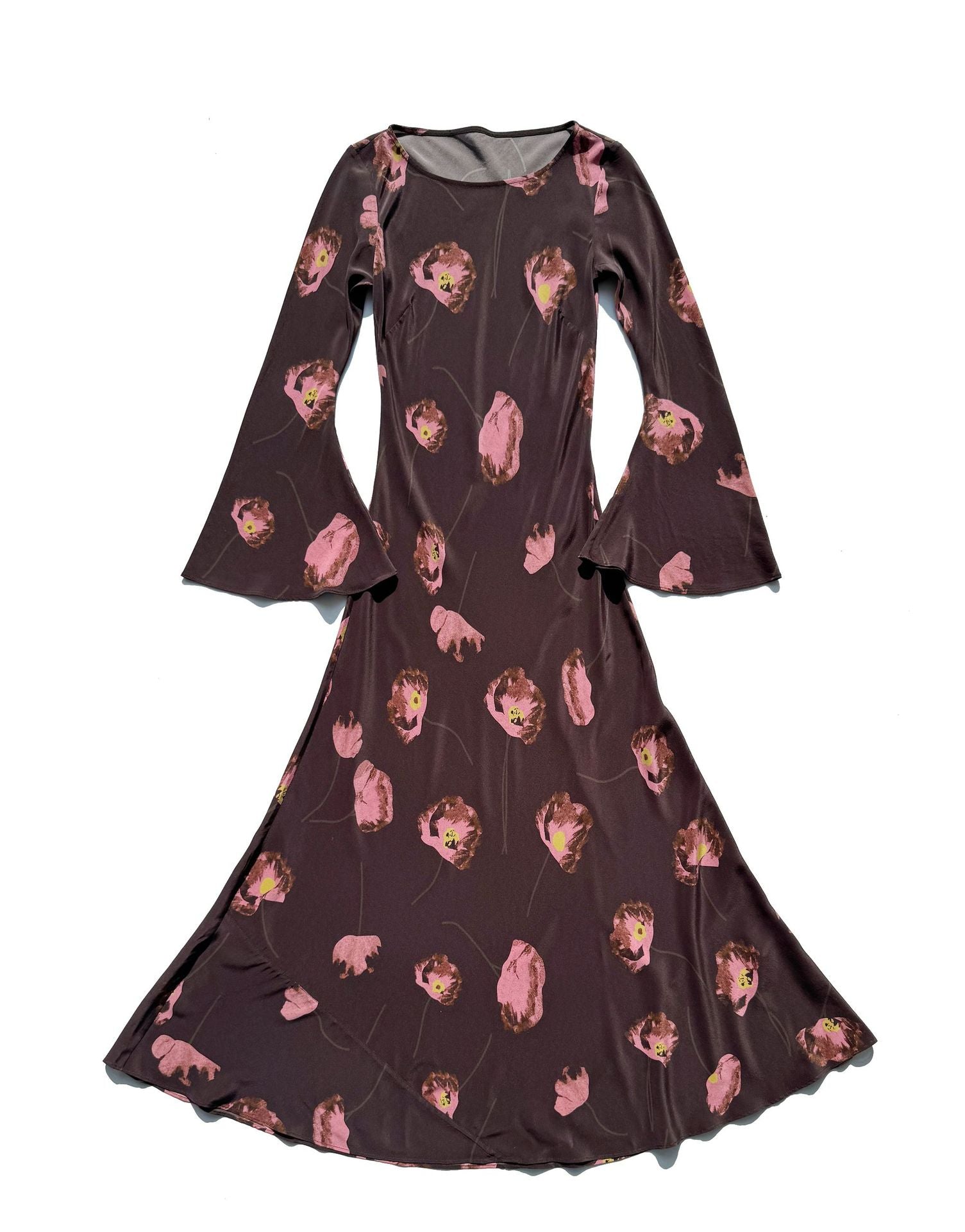 Silk floor-to-ceiling dress crew neck dress