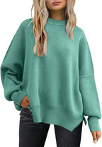 crew neck bat wing long-sleeved sweater