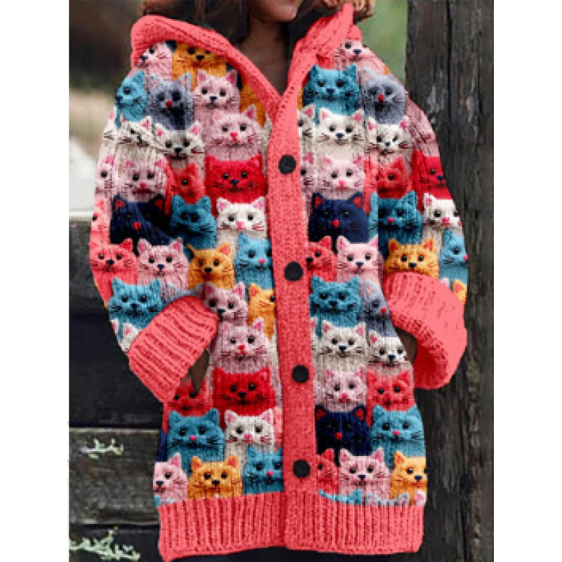 Halloween Animal 3D Printed Casual Hooded Cloak Jacket