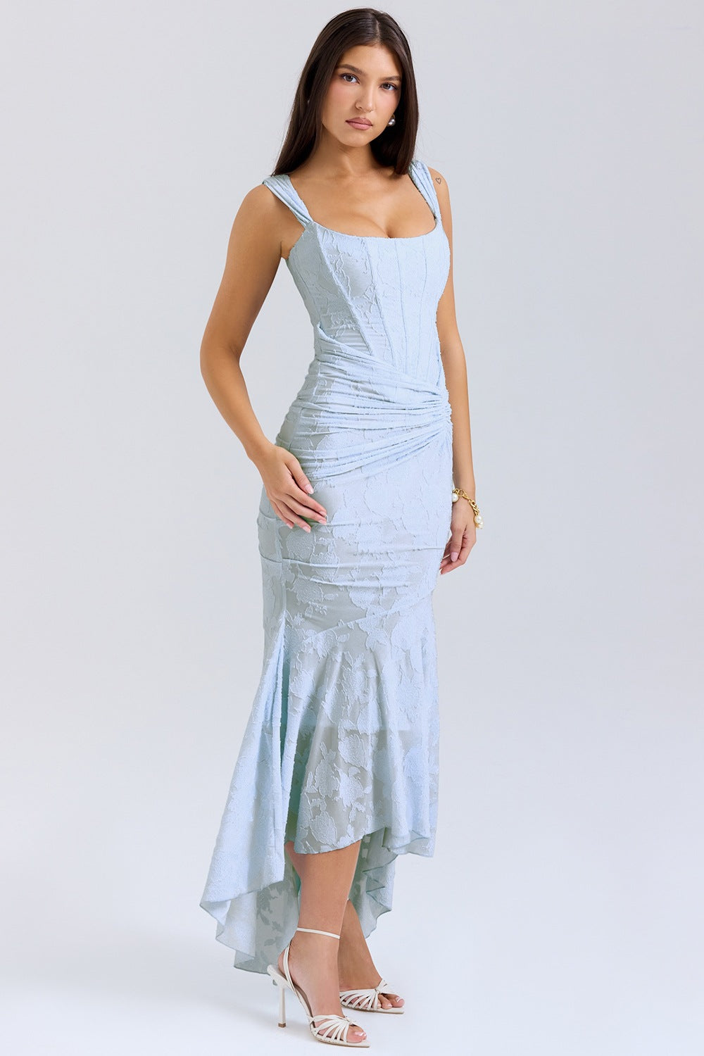 Sleeveless sexy fashion one-word neck tight dress