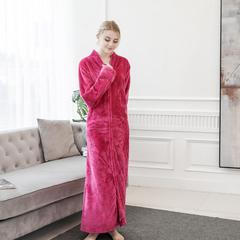 Thickened and extra long flannel pajamas, pineapple plaid pajamas
