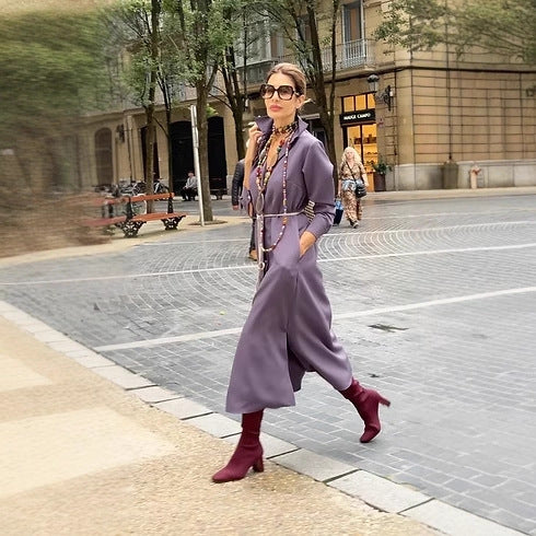 Drop mid-length skirt shirt collar dress