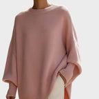Crew neck pullover solid color knitted sweater