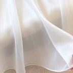 White minimalist romantic silk satin skirt