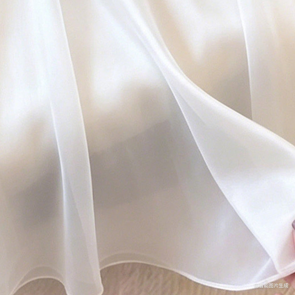 White minimalist romantic silk satin skirt