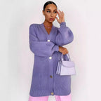 Solid color cardigan knitted breasted cardigan