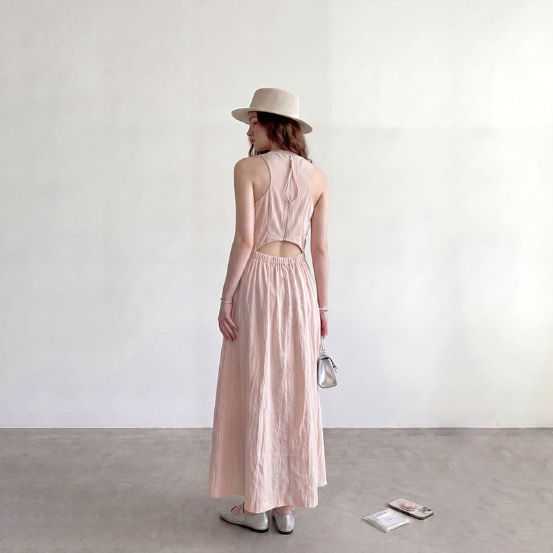 Back waist hollow sleeveless dress
