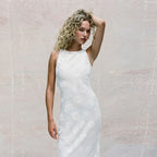 Crew neck dress silk velvet dress