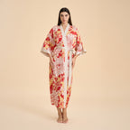 Satin chiffon bathrobe shuffle print nightgown