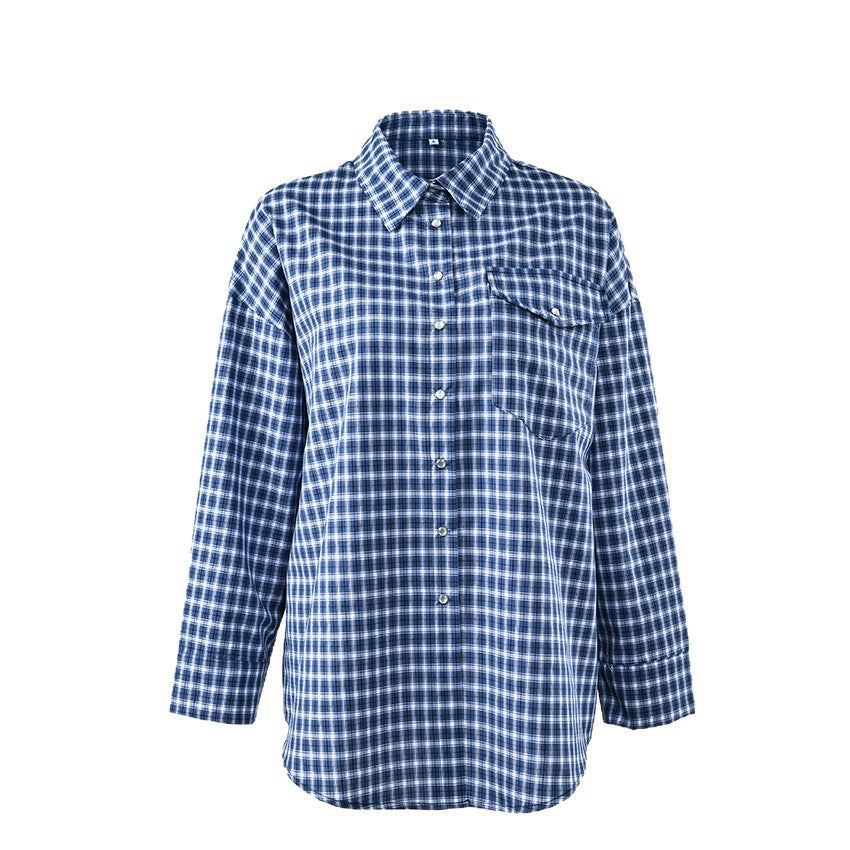 Cotton retro plaid cardigan top