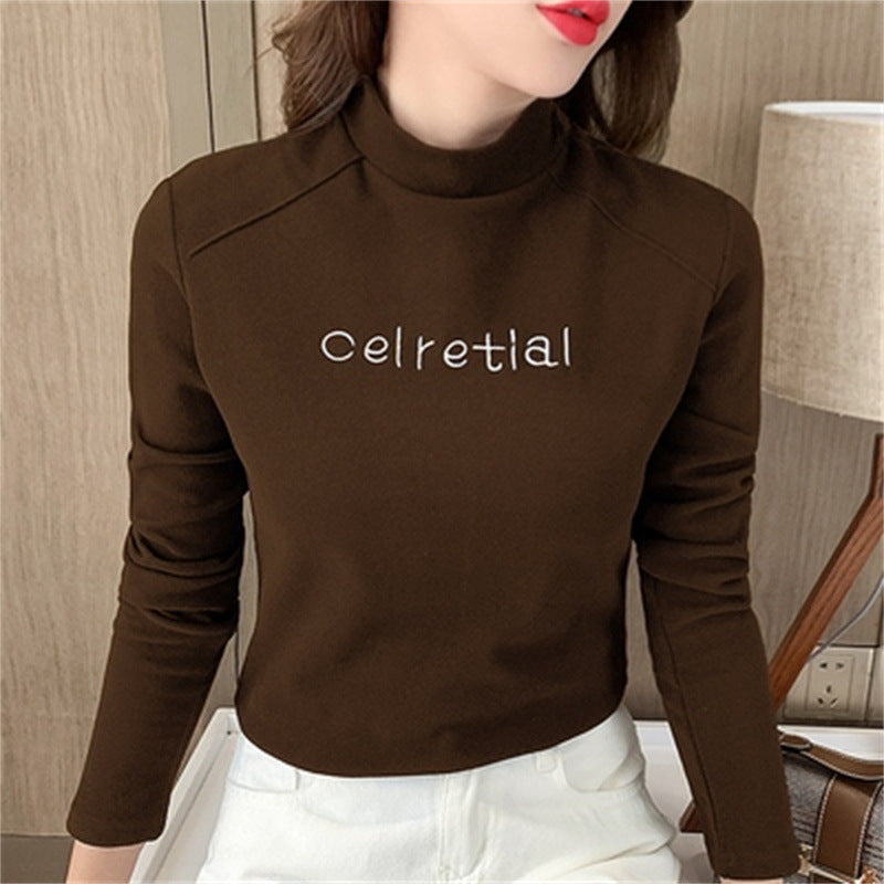 German velvet semi-turtleneck long-sleeved bottoming shirt