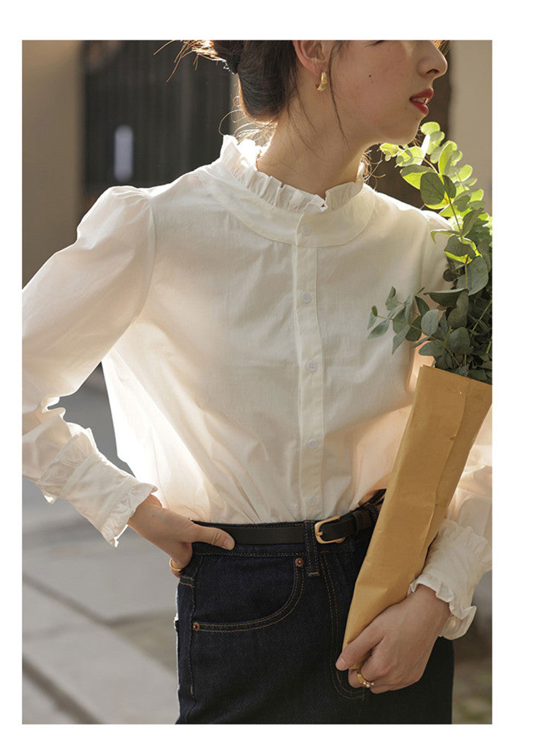 White Shirt Women's Long Sleeve Bottom Shirt