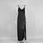 Lace lace suspender split spliced lace nightdress