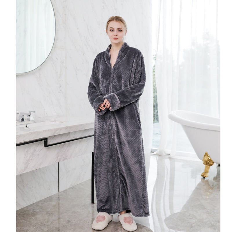 Thickened and extra long flannel pajamas, pineapple plaid pajamas