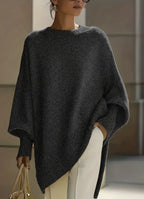 Crew neck pullover solid color knitted sweater